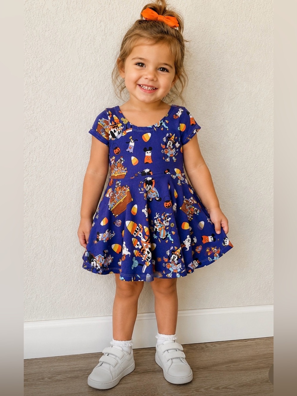 Girls  holiday Halloween twirl dress 18mths  Mickey goofy Disney handmade